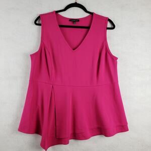 Lane Bryant Women's 18/20 Sleeveless Asymetrical Peplum Blouse Pink Barbiecore